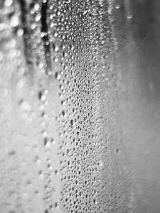 Preview wallpaper glass, drops, water, rain, macro, black and white