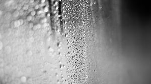 Preview wallpaper glass, drops, water, rain, macro, black and white