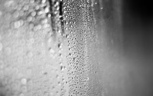 Preview wallpaper glass, drops, water, rain, macro, black and white