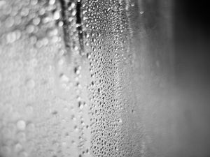 Preview wallpaper glass, drops, water, rain, macro, black and white