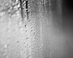 Preview wallpaper glass, drops, water, rain, macro, black and white