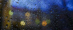 Preview wallpaper glass, drops, wet, surface, rain, bokeh, translucent