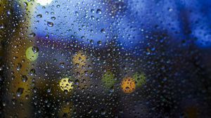 Preview wallpaper glass, drops, wet, surface, rain, bokeh, translucent