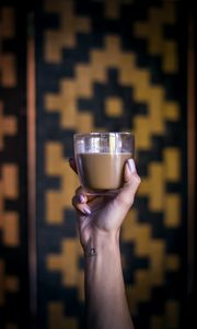 Preview wallpaper glass, hand, coffee, drink