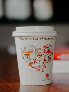 Preview wallpaper glass, inscription, coffee