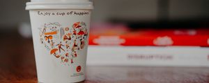 Preview wallpaper glass, inscription, coffee