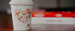 Preview wallpaper glass, inscription, coffee