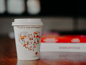 Preview wallpaper glass, inscription, coffee