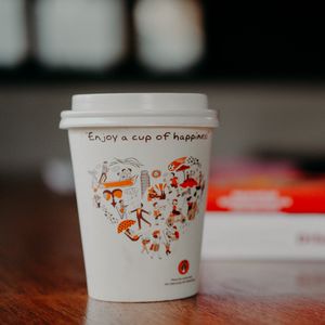 Preview wallpaper glass, inscription, coffee