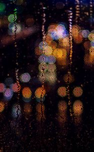 Preview wallpaper glass, mesh, drops, glare, bokeh, rain, night