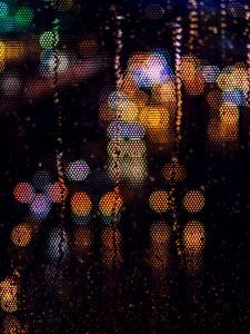 Preview wallpaper glass, mesh, drops, glare, bokeh, rain, night