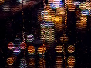 Preview wallpaper glass, mesh, drops, glare, bokeh, rain, night