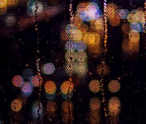 Preview wallpaper glass, mesh, drops, glare, bokeh, rain, night