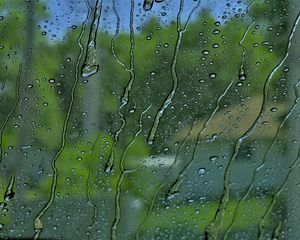 Preview wallpaper glass, rain, drops, water, green, macro