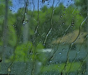 Preview wallpaper glass, rain, drops, water, green, macro