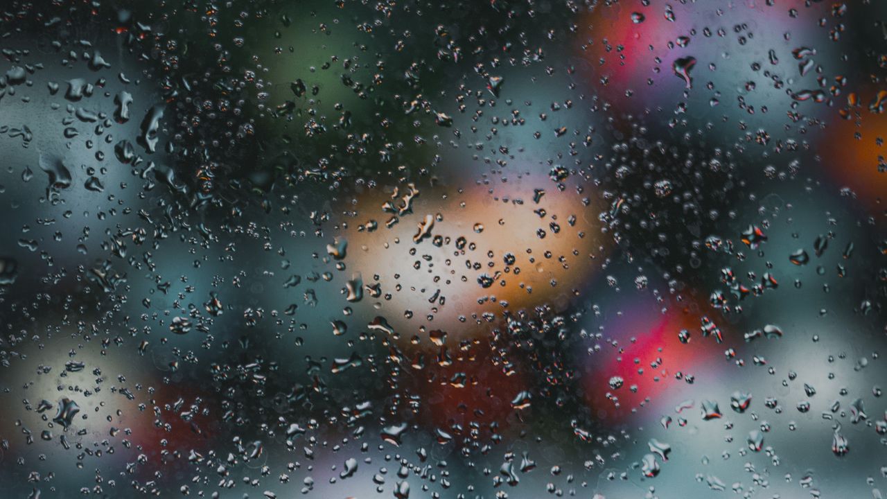 Wallpaper glass, rain, drops, light, spots, macro