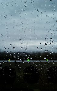 Preview wallpaper glass, rain, drops, water, lights, macro