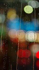 Preview wallpaper glass, rain, drops, bokeh, night