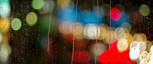 Preview wallpaper glass, rain, drops, bokeh, night