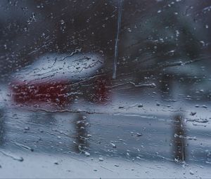 Preview wallpaper glass, rain, macro, wet, drops