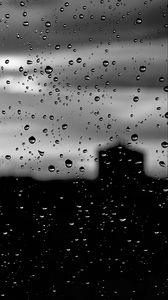 Preview wallpaper glass, rain, macro, drops, dark
