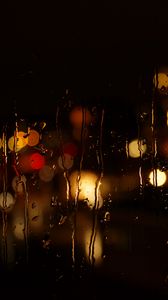 Preview wallpaper glass, rain, night, lights, dark