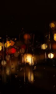 Preview wallpaper glass, rain, night, lights, dark