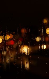 Preview wallpaper glass, rain, night, lights, dark