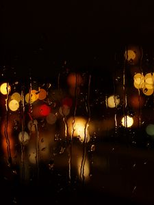 Preview wallpaper glass, rain, night, lights, dark