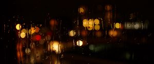 Preview wallpaper glass, rain, night, lights, dark