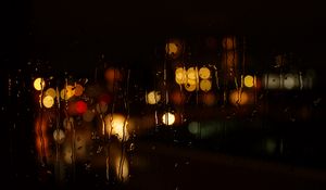 Preview wallpaper glass, rain, night, lights, dark