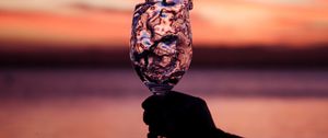 Preview wallpaper glass, splash, spray, hand, sunset