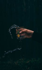 Preview wallpaper glass, spray, hand, dark