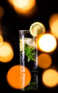 Preview wallpaper glass, water, ice, mint, lemon, drink