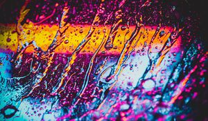 Preview wallpaper glass, water, neon, rain, macro