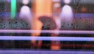 Preview wallpaper glass, water, neon, silhouette, rain