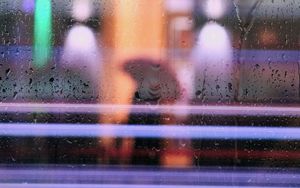 Preview wallpaper glass, water, neon, silhouette, rain
