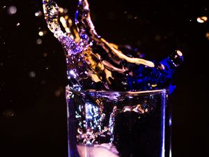 Preview wallpaper glass, water, splashes, dark