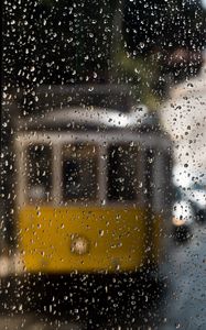 Preview wallpaper glass, wet, drops, transparent, blur, rain