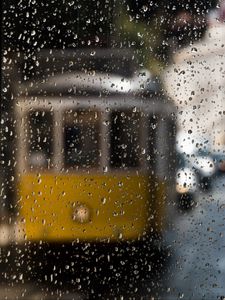 Preview wallpaper glass, wet, drops, transparent, blur, rain