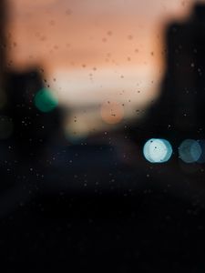 Preview wallpaper glass, wet, drops, bokeh, blur