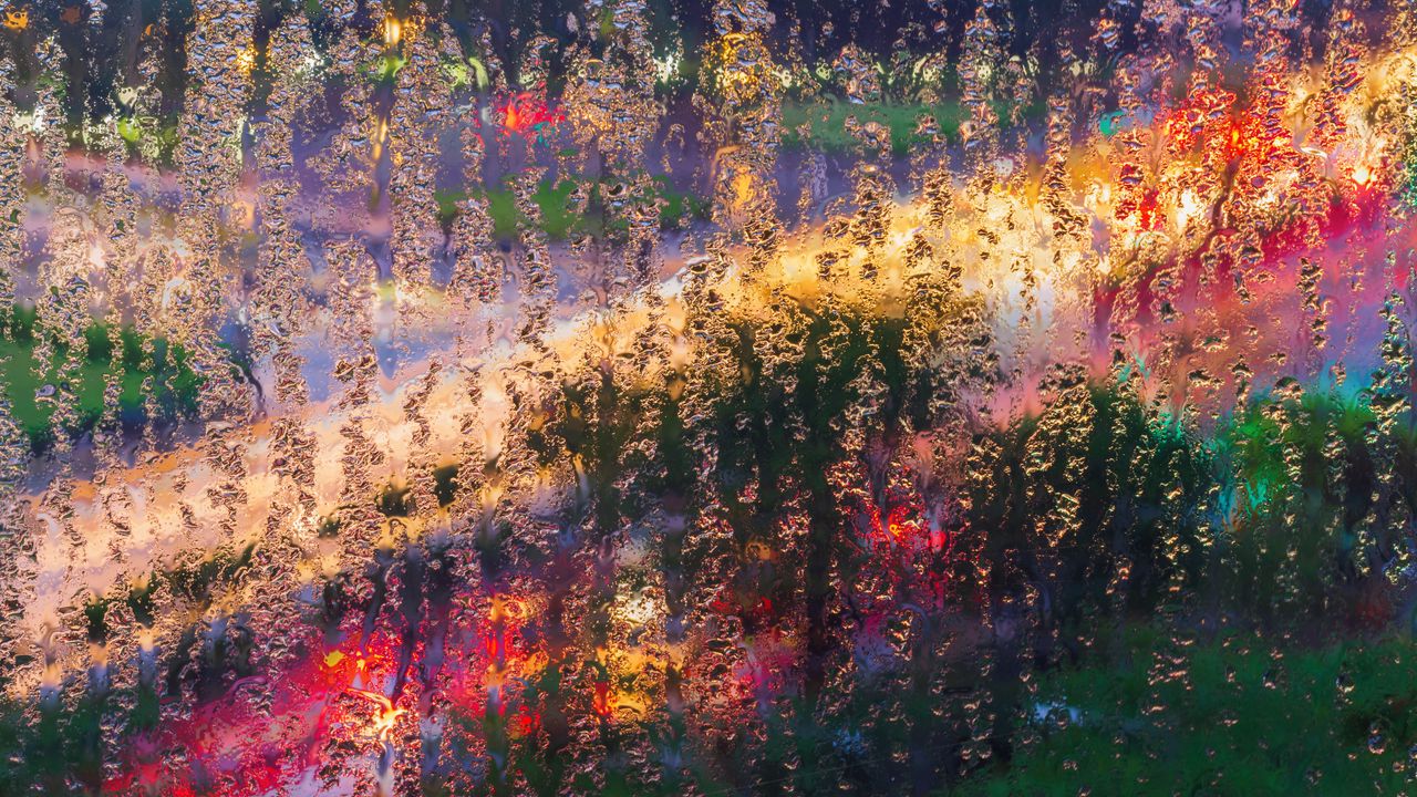 Wallpaper glass, wet, macro, colorful, light