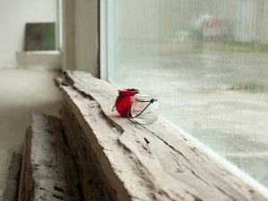 Preview wallpaper glass, window, vase, rain