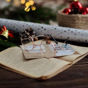 Preview wallpaper glasses, book, envelope, decoration, new year, christmas