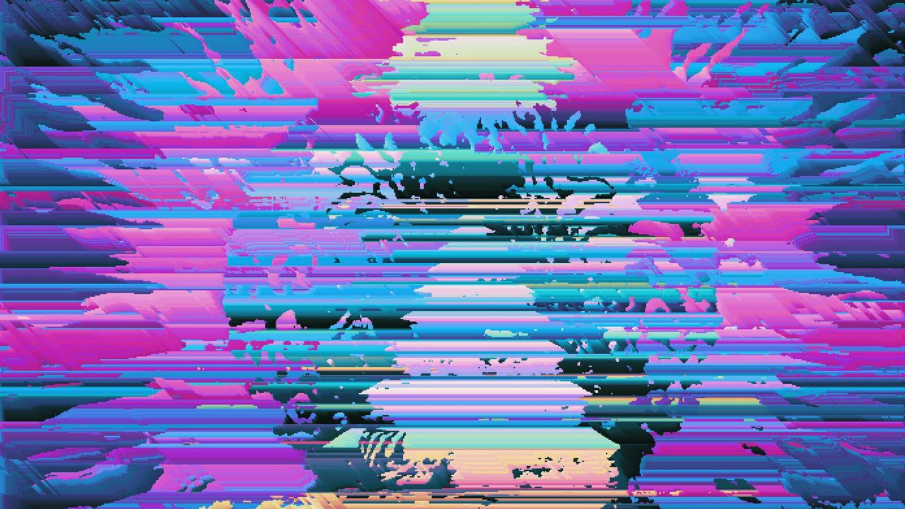 Wallpaper glitch, stripes, noise, colorful, abstraction