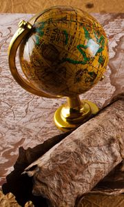 Preview wallpaper globe, map, table, travel