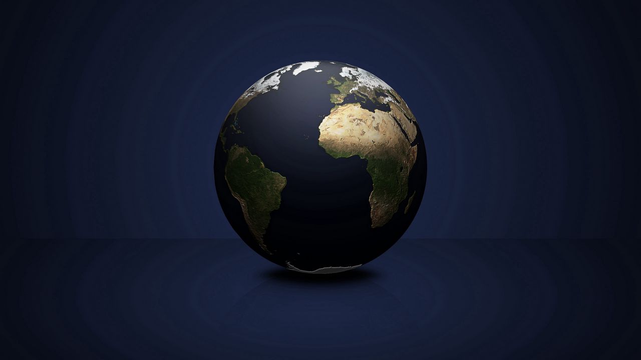 Wallpaper globe, planet, continents, dark background