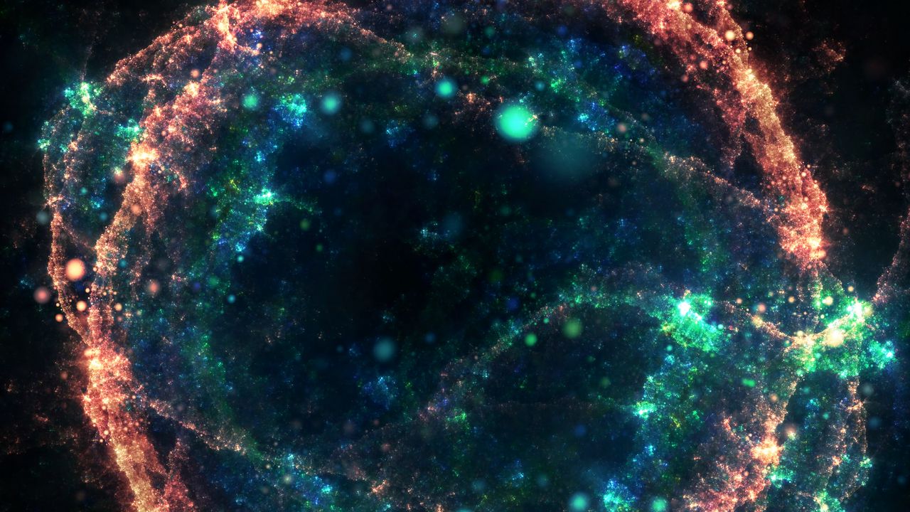Wallpaper glow, colorful, nebula, particles