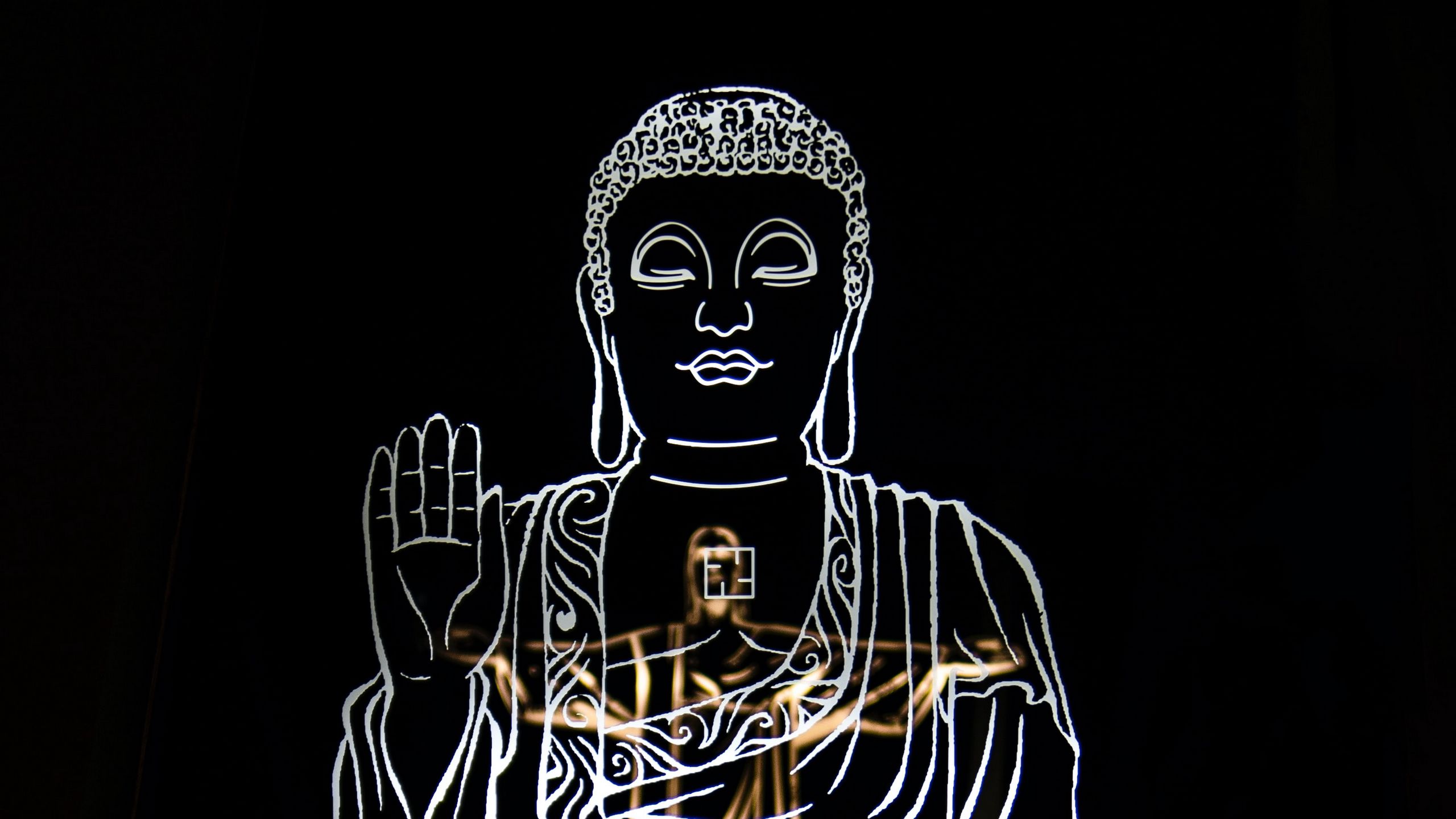 2560x1440 Wallpaper god, deity, religion, art, black
