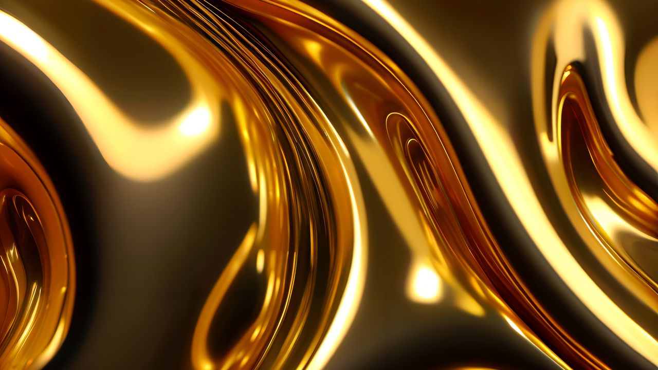 Wallpaper gold, waves, glare, abstraction, background